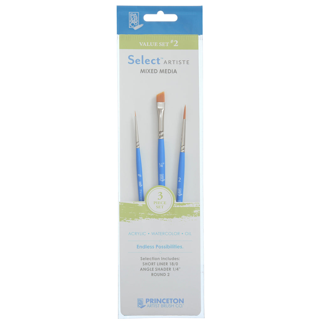 Select Artiste Brush Set 2 3ct Series 3750 Short Blue Handle