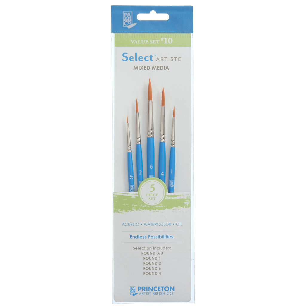Select Artiste Brush Set 10 5ct Series 3750 Short Blue Handle