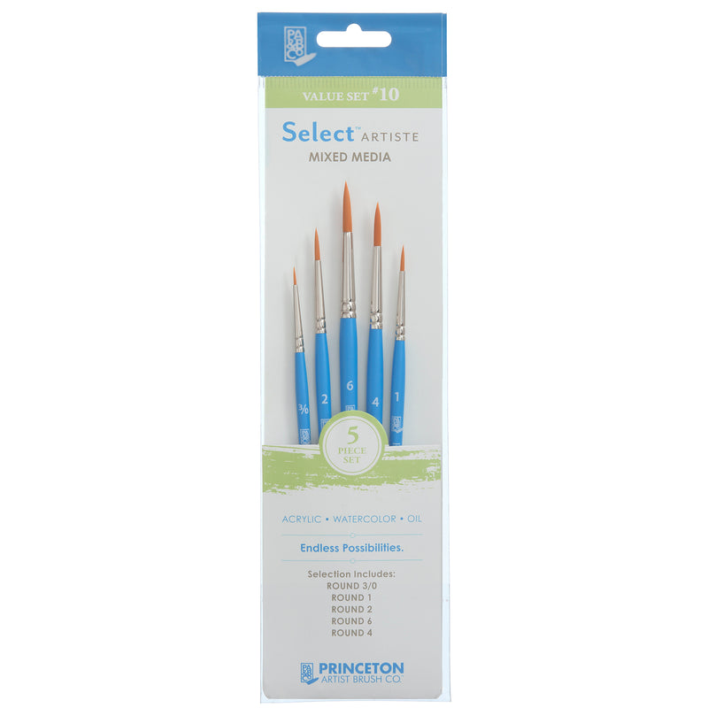 Select Artiste Brush Set 10 5ct Series 3750 Short Blue Handle
