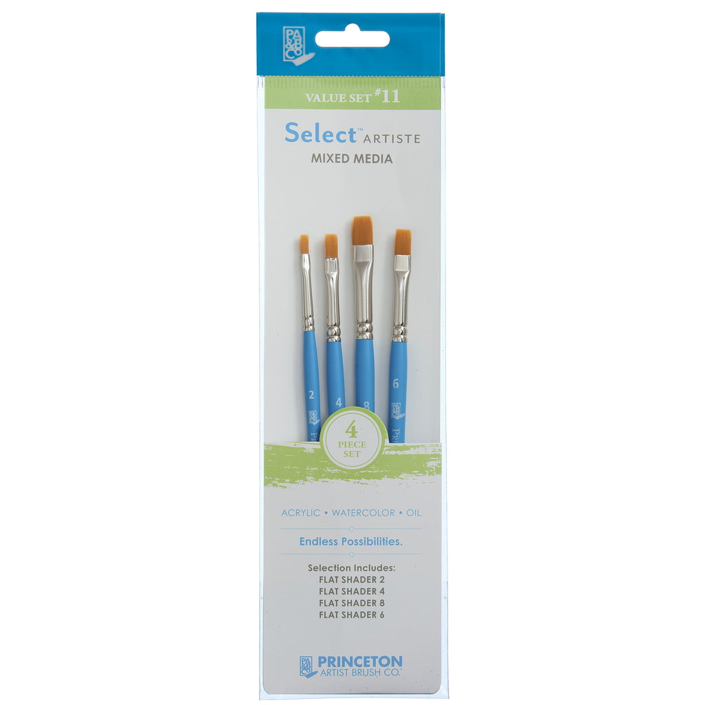 Select Artiste Brush Set 11 4ct Series 3750 Short Blue Handle