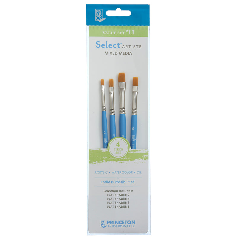 Select Artiste Brush Set 11 4ct Series 3750 Short Blue Handle