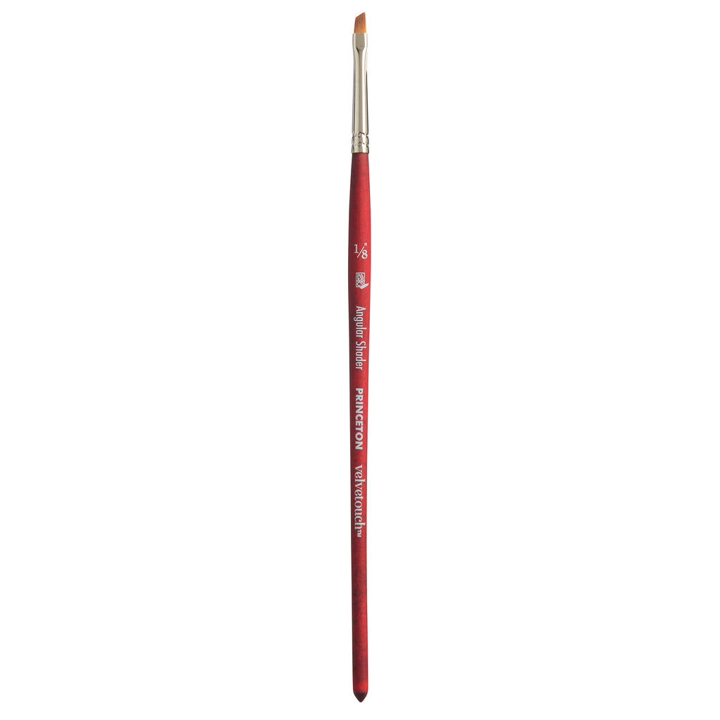 Velvetouch Angle Shader Size 1/8in Series 3950 Short Scarlet Handle