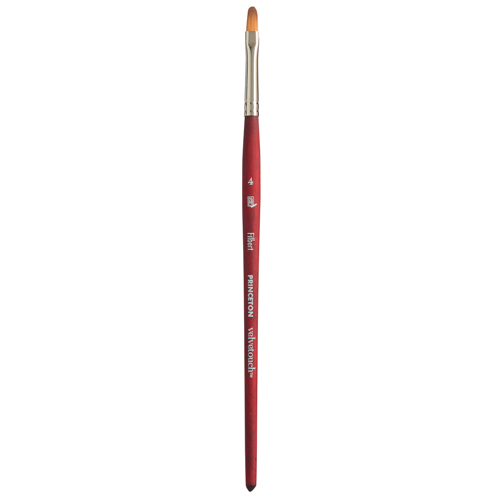 Velvetouch Filbert Brush Size 4 Series 3950 Short Scarlet Handle
