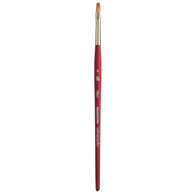 Velvetouch Filbert Brush Size 4 Series 3950 Short Scarlet Handle