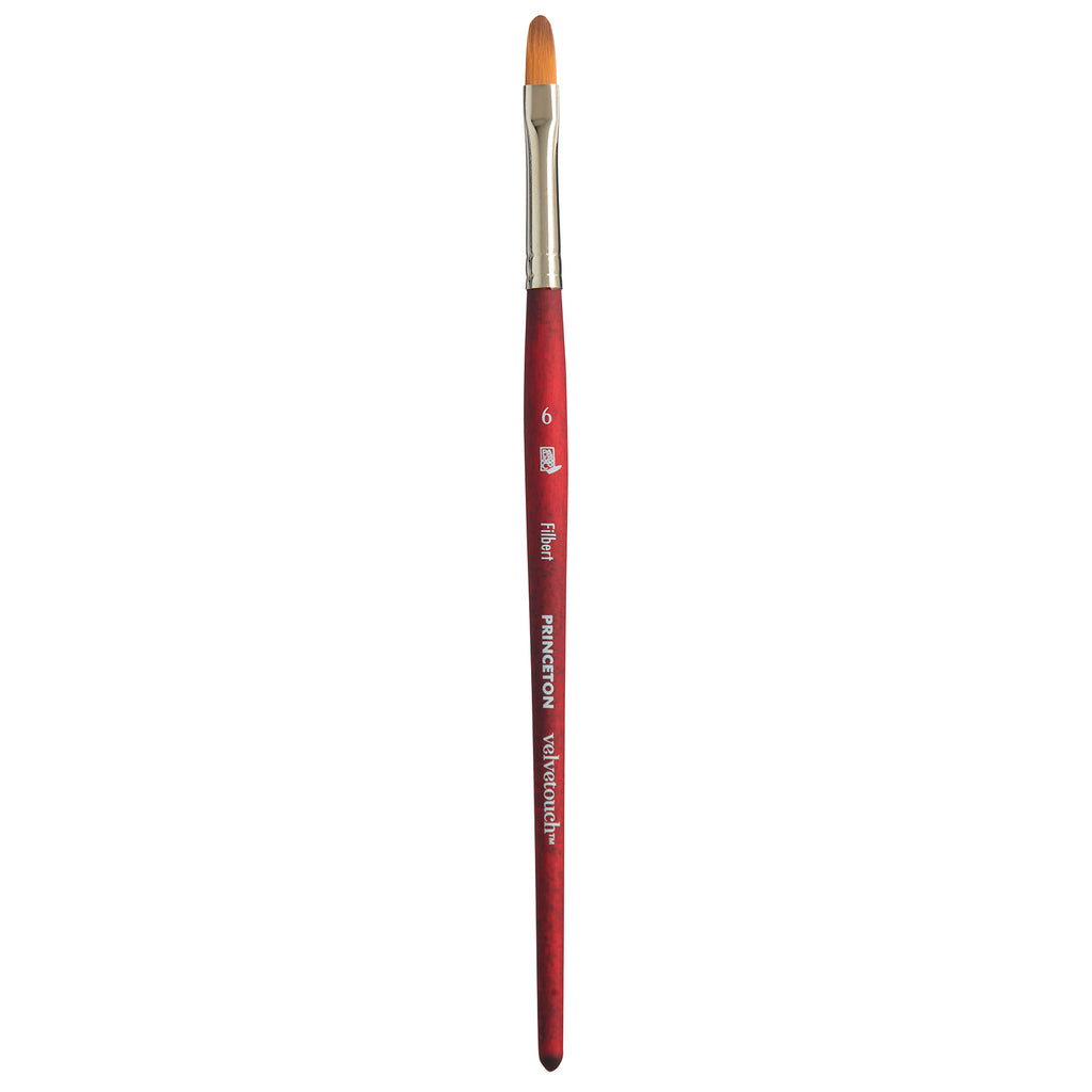 Velvetouch Filbert Brush Size 6 Series 3950 Short Scarlet Handle