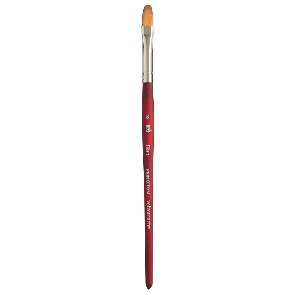 Velvetouch Filbert Brush Size 8 Series 3950 Short Scarlet Handle