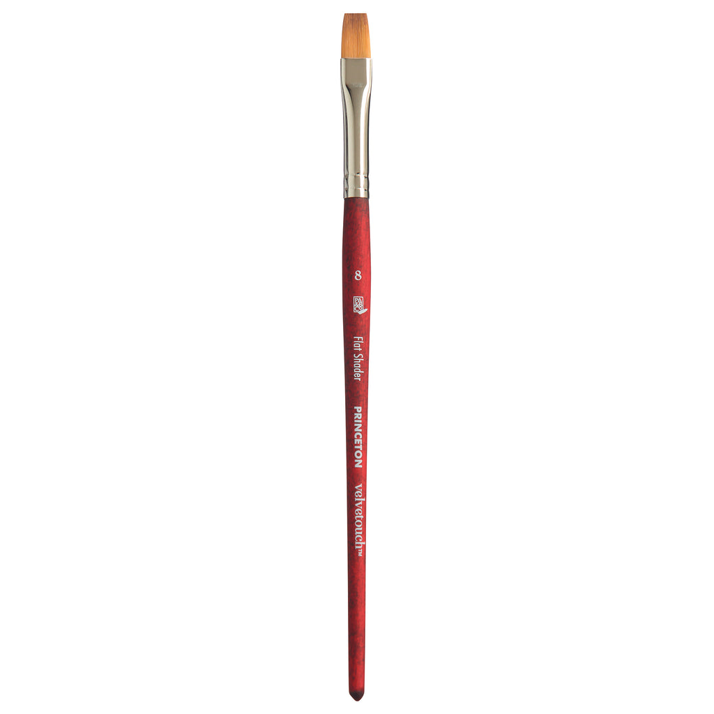 Velvetouch Flat Shader Brush Size 8 Series 3950 Short Scarlet Handle