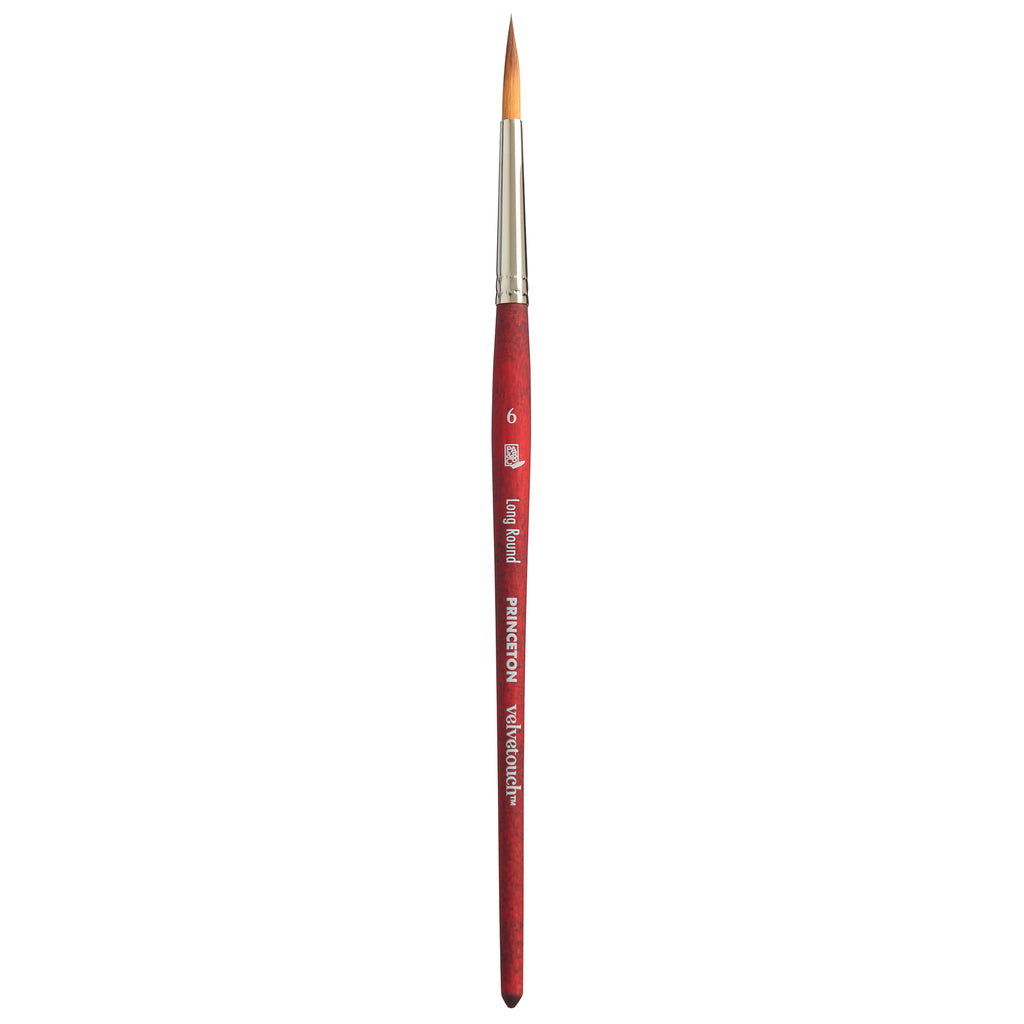 Velvetouch Long Round Brush Size 6 Series 3950 Short Scarlet Handle