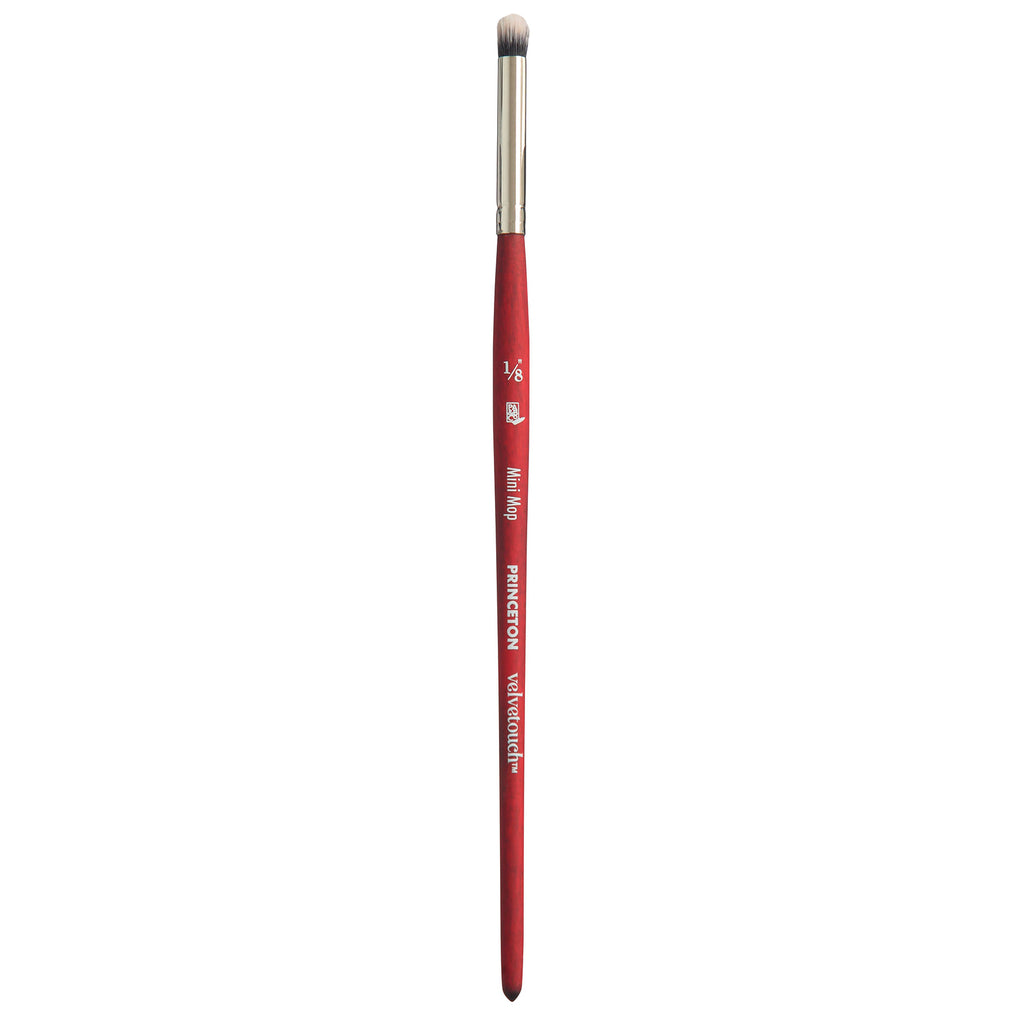 Velvetouch Mini Mop Brush Size 1/8 Series 3950 Short Scarlet Handle