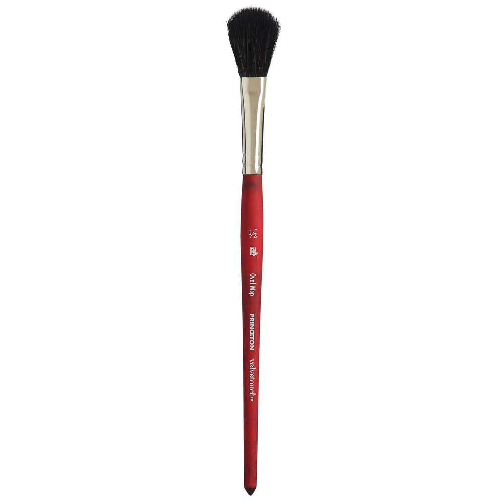 Velvetouch Oval Mop Brush 1/2in Series 3950 Short Scarlet Handle