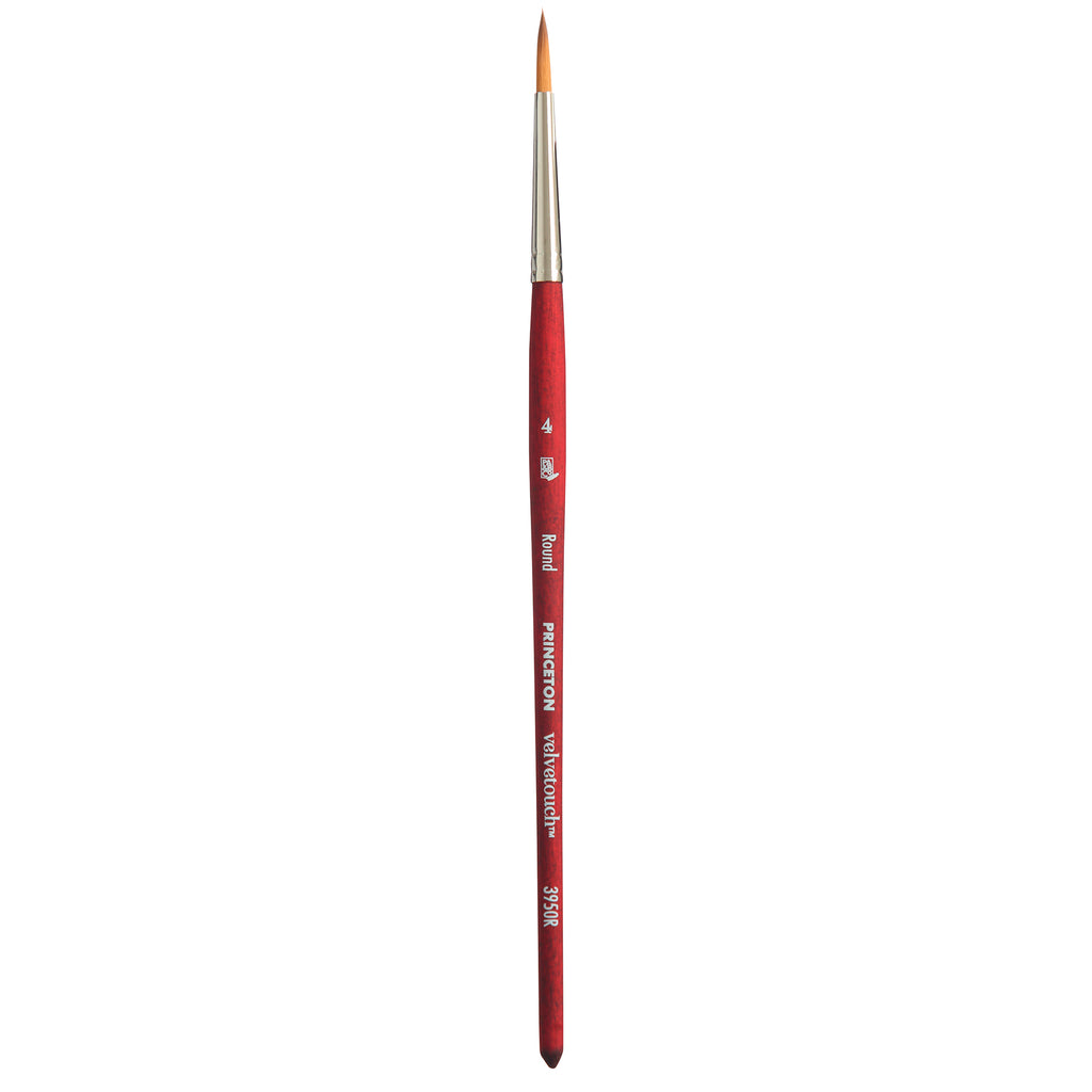 Velvetouch Round Brush Size 4 Series 3950 Short Scarlet Handle