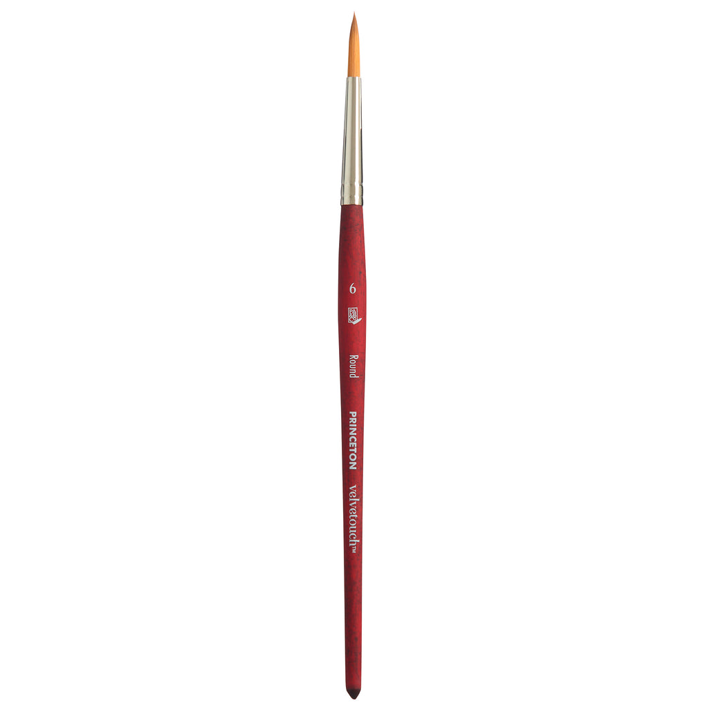 Velvetouch Round Brush Size 6 Series 3950 Short Scarlet Handle