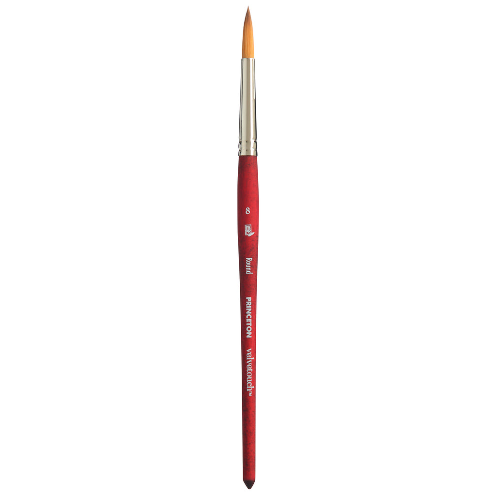 Velvetouch Round Brush Size 8 Series 3950 Short Scarlet Handle