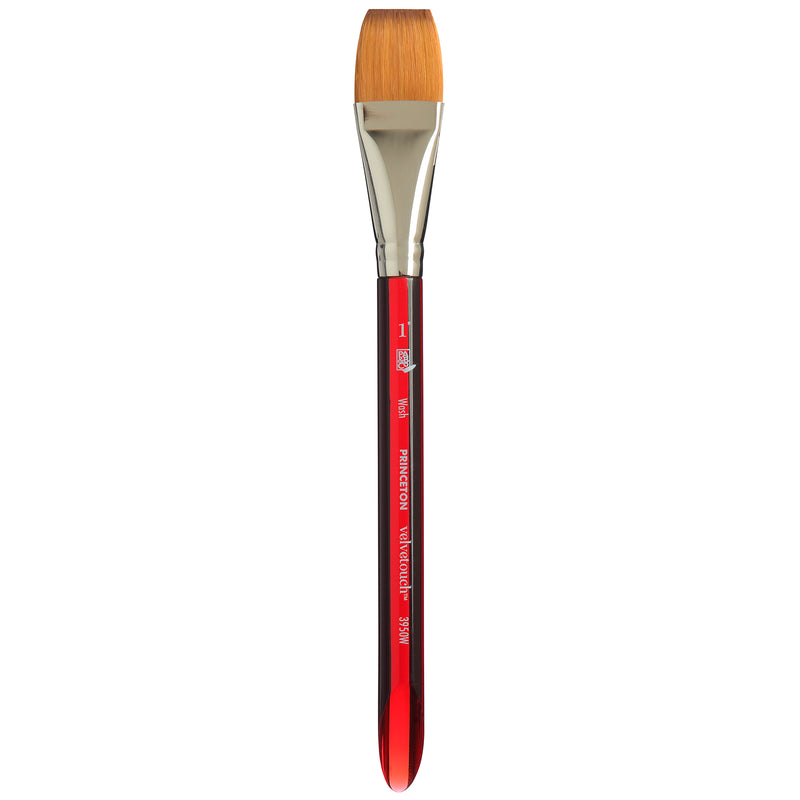 Velvetouch Wash Brush, Synthetic Bristles, Short Handle Mixed Media Paintbrush, Scarlet, Size 1 inch, 1 Count