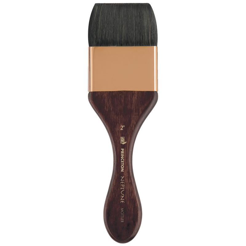 Neptune Mottler Brush, Synthetic Bristles, Short Handle Watercolor Paintbrush, Dark Wood, Size 2 inch, 1 Count