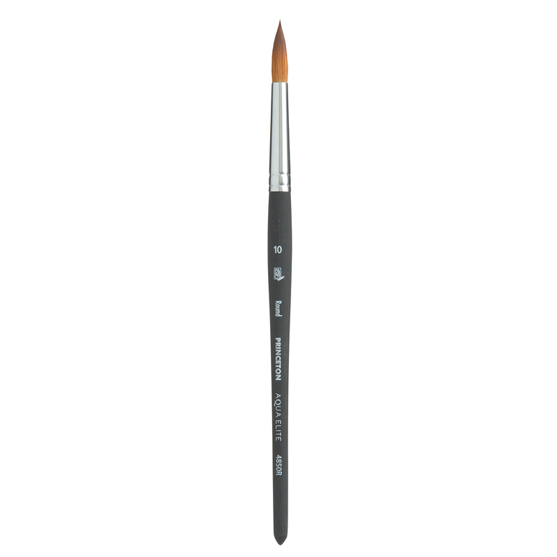 Aqua Elite Round Brush, Synthetic Bristles, Short Handle Watercolor Paintbrush, Matte Black, Size 10, 1 Count