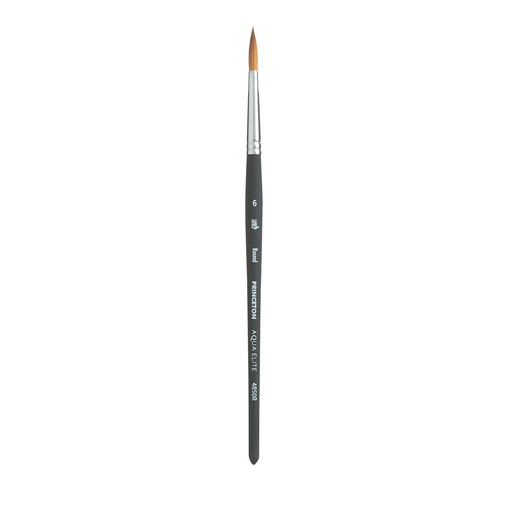 Aqua Elite Round Brush Size 6 Series 4850 Short Matte Blk Handle