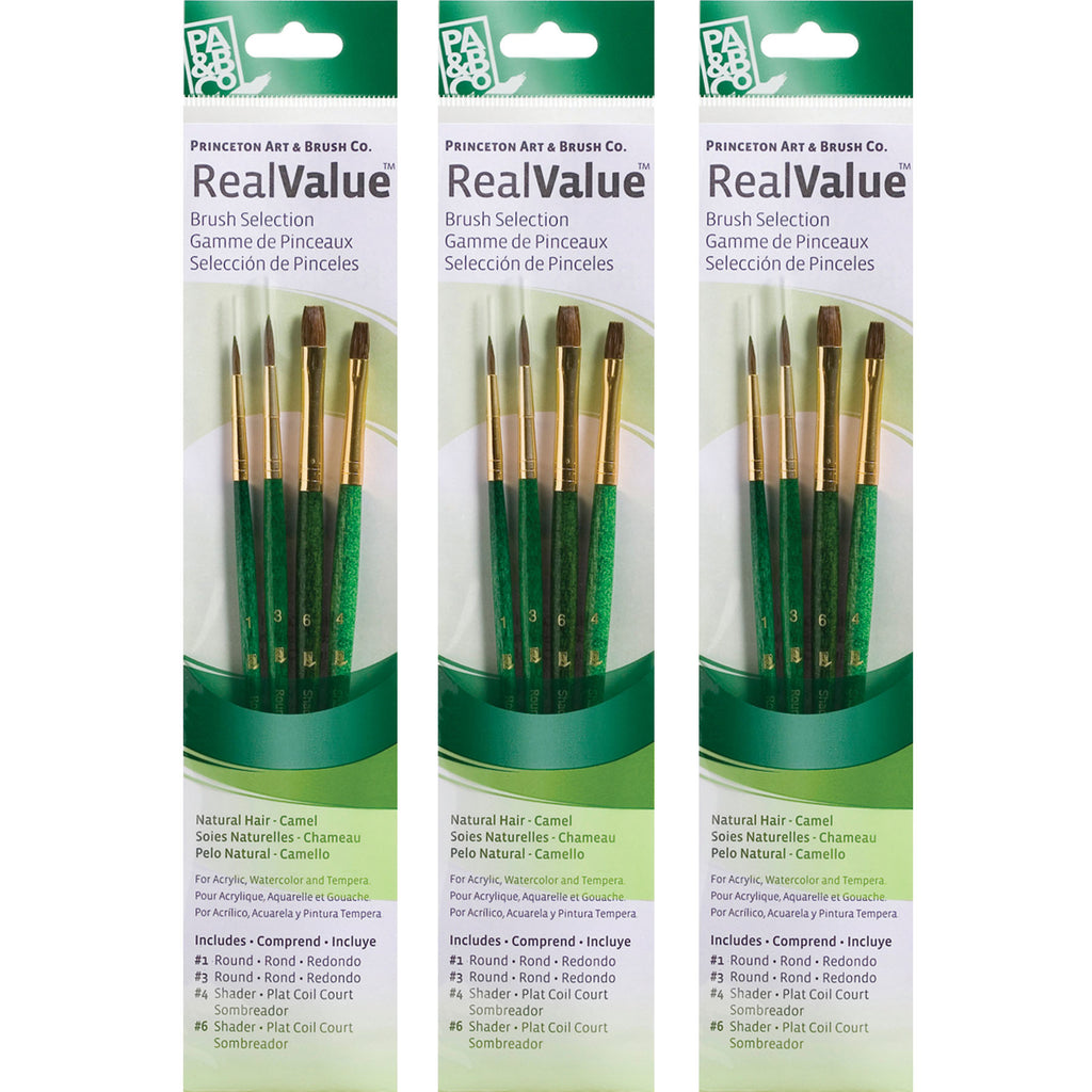 (3 St) Realvalue Brush Set 4ct Grn