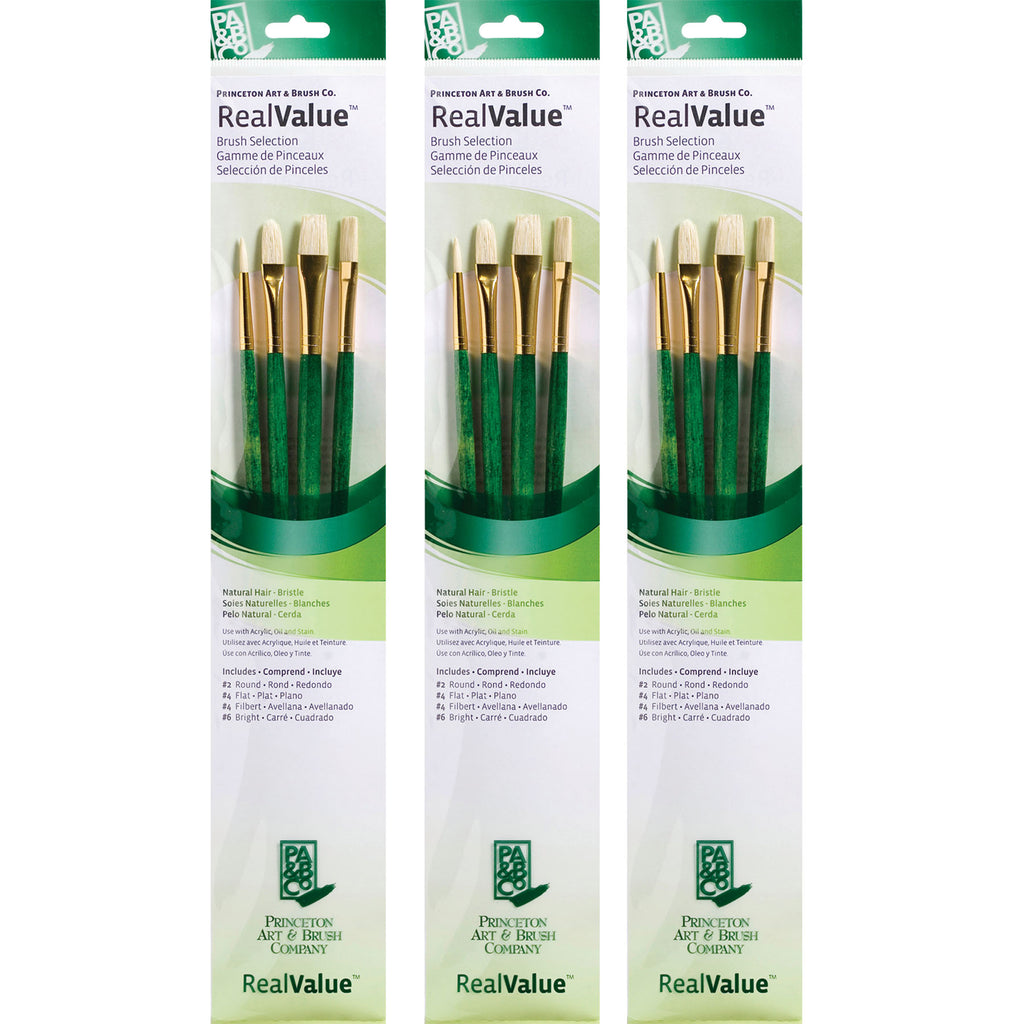 (3 St) Realvalue Brush Set 4ct Grn
