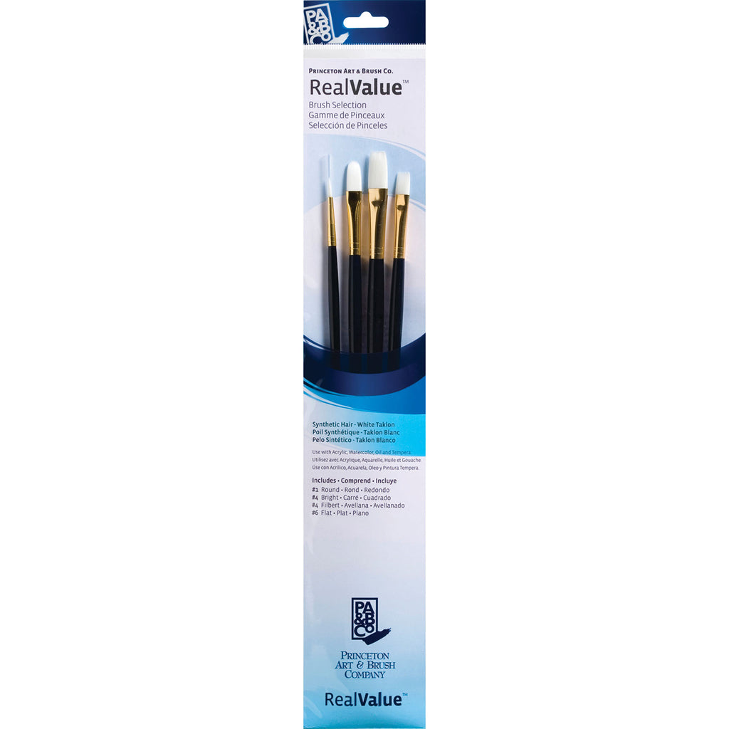 Realvalue Brush St 4ct Long Dk Blue White Taklon Bristles