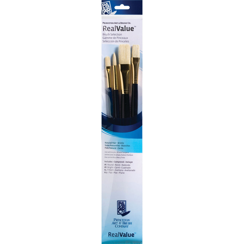 Realvalue Brush St 4ct Natural Long Dark Blue Handles