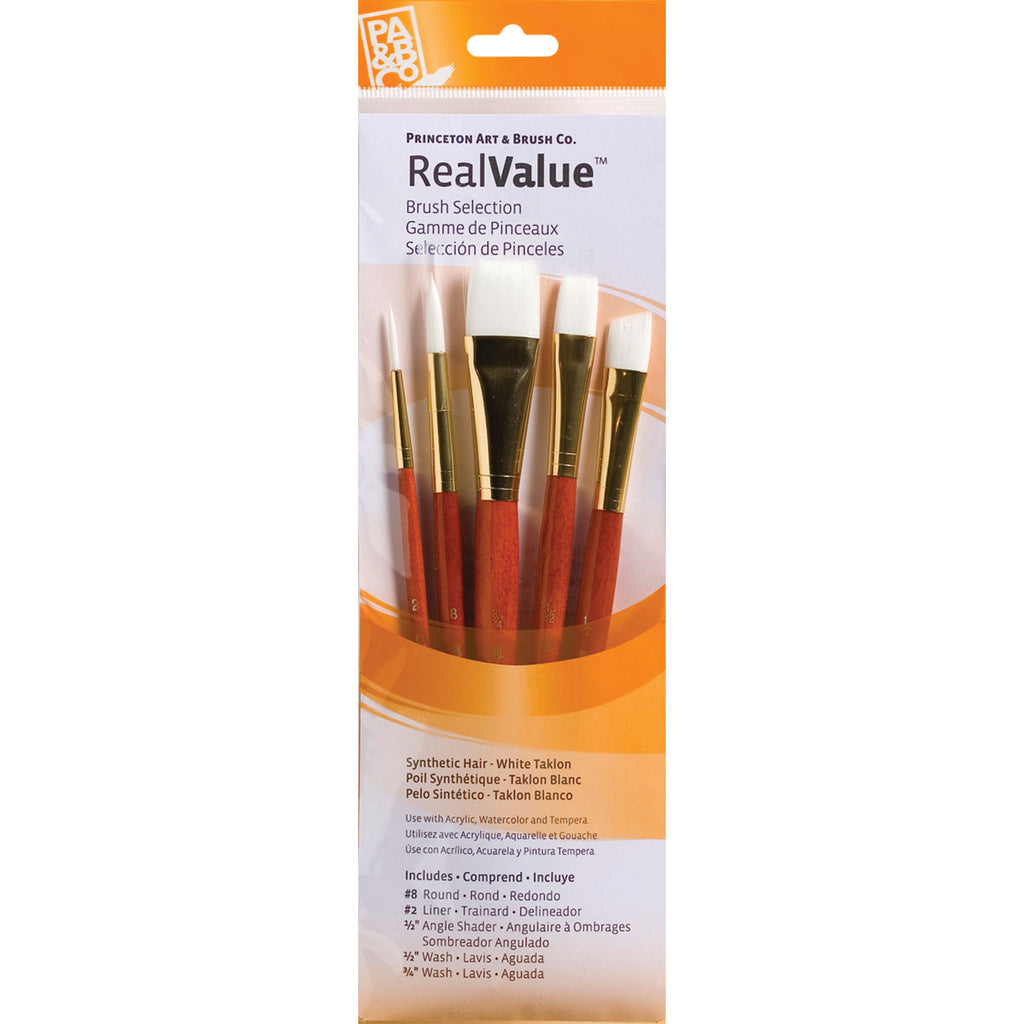 Realvalue Brush Set 5ct Org W/angle Brush