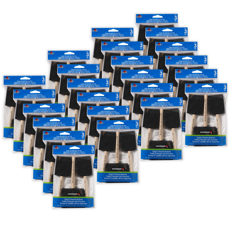 Foam Brushes, Two 2", One 3", 3 Per Set, 24 Sets