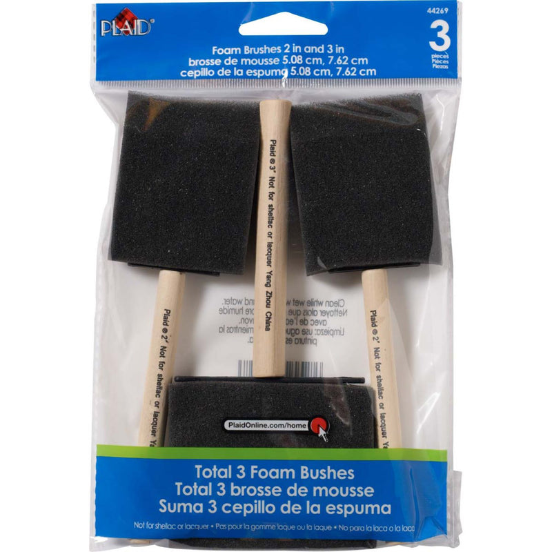 Plaid Foam Brushes Two 2in One 3in