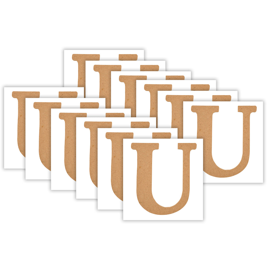 MDF Letter, U, 5 Inch, Pack of 12