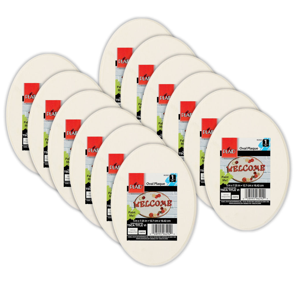 Wood Plaque, Oval, 7.25" x 5", Pack of 12