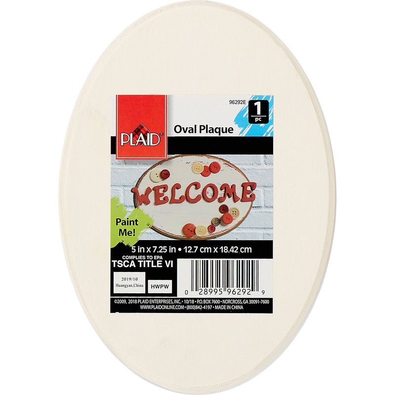 Plaid Wood Plaque Oval 7 X 5