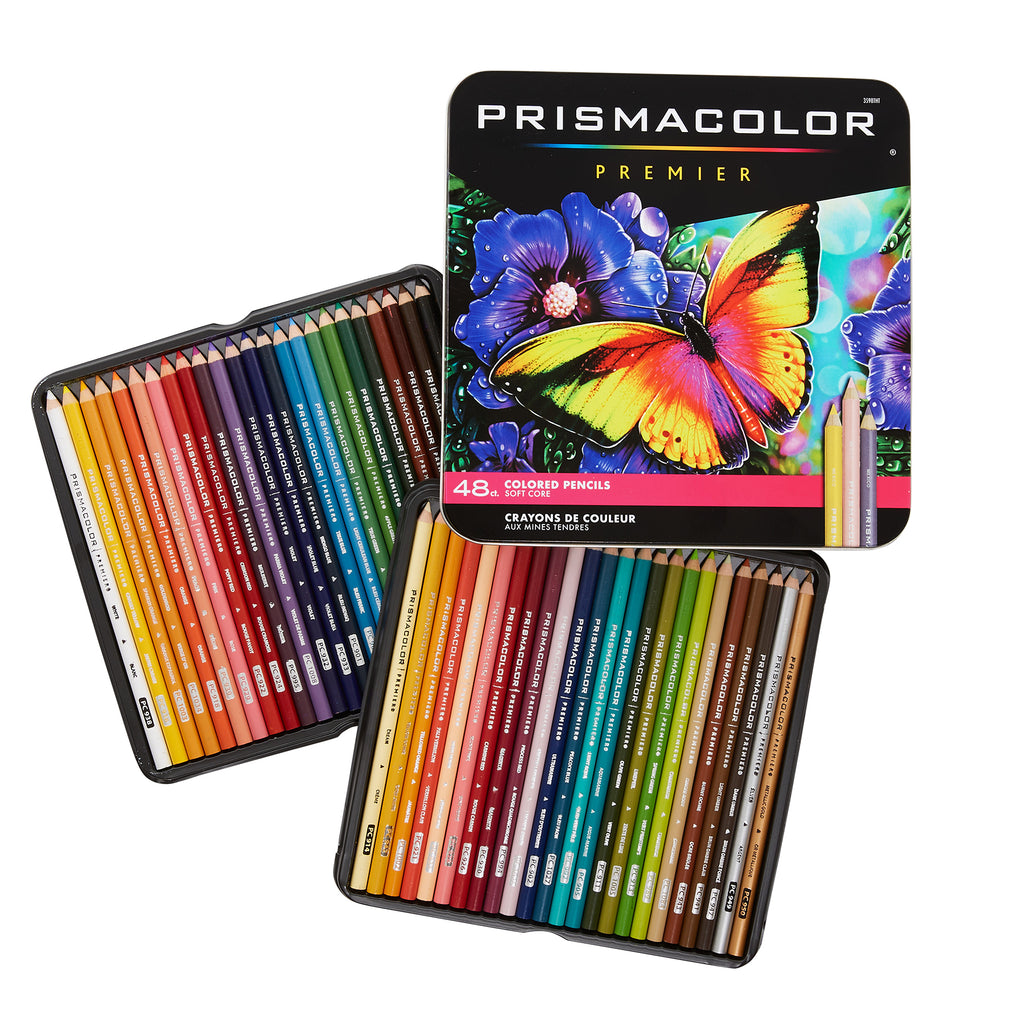 Premier Colored Pencils Tin, Soft Core, Assorted, 48 Count