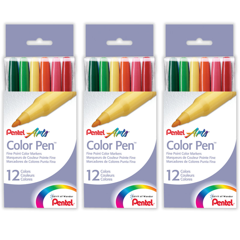 Color Pen, 12 Colors Per Set, 3 Sets