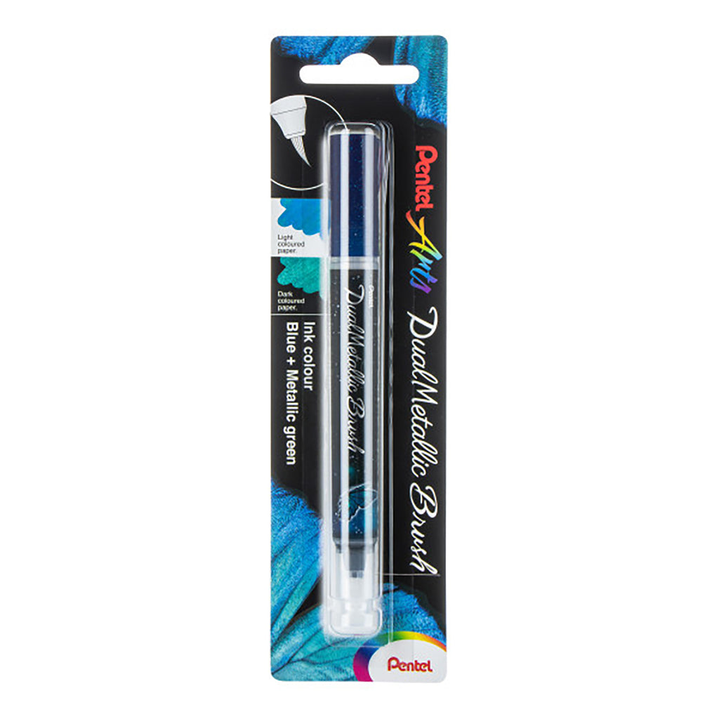 Dualmetallic Brush Blue/metal Green Pentel Arts
