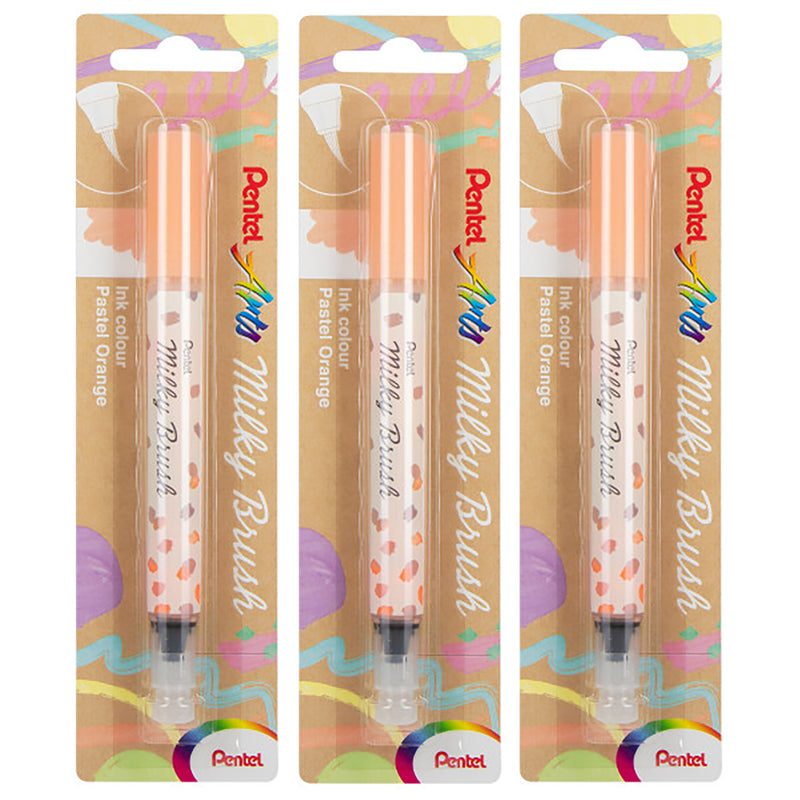 Milky Brush Pen, Pale Orange Ink, Pack of 3