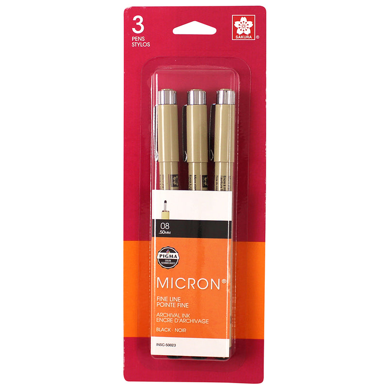 Bc Micron Pens 08 Black 3ct