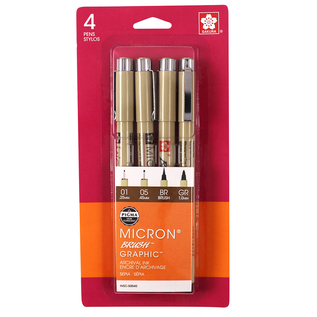 Bc Drawing Pens 4ct Sepia