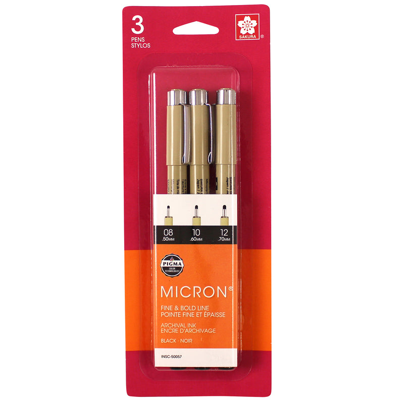 Bc Micron Pens 3ct Black