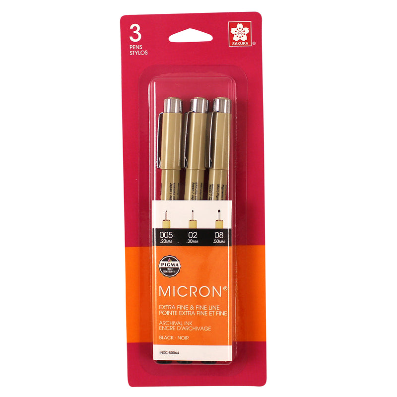 Bc Micron Pens 3ct Black Set B Sizes 005 02 08