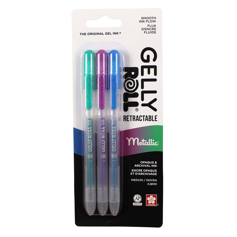 Bc Gr Retract Pens 3pk Cool Metal