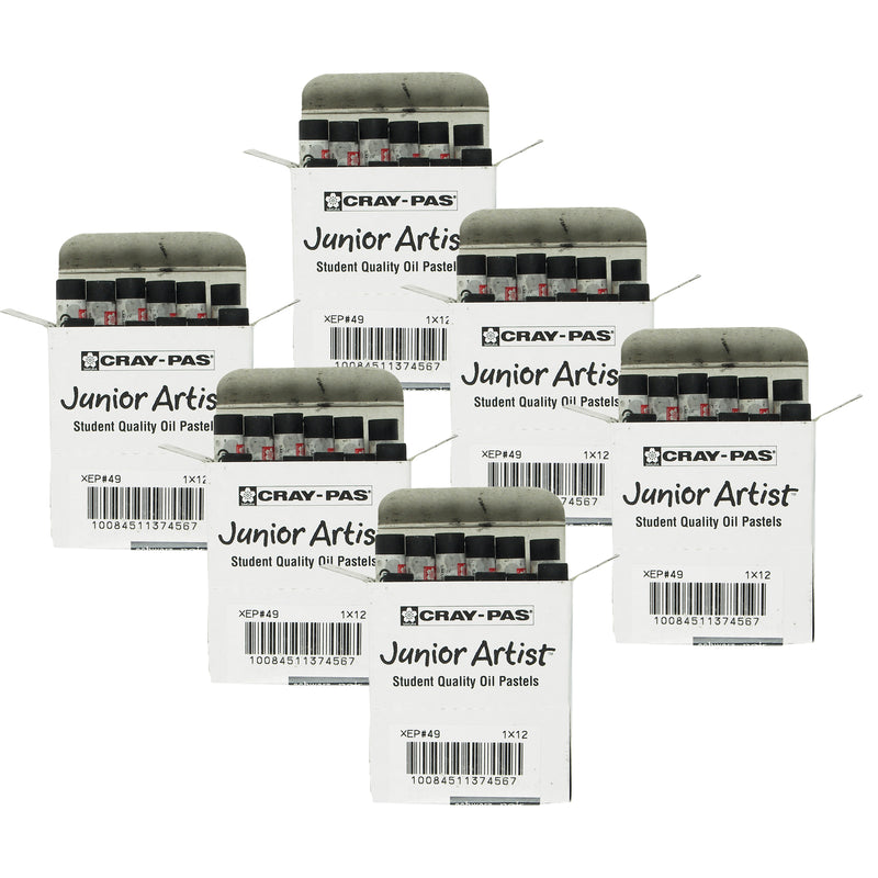 Cray-Pas Junior Artist Oil Pastels, Black, 12 Per Pack, 6 Packs