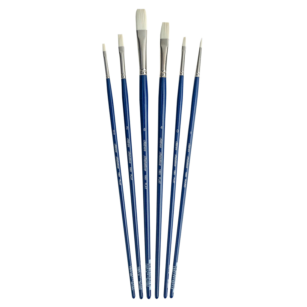 Bristlon Flat Brush Set, 6 Brushes
