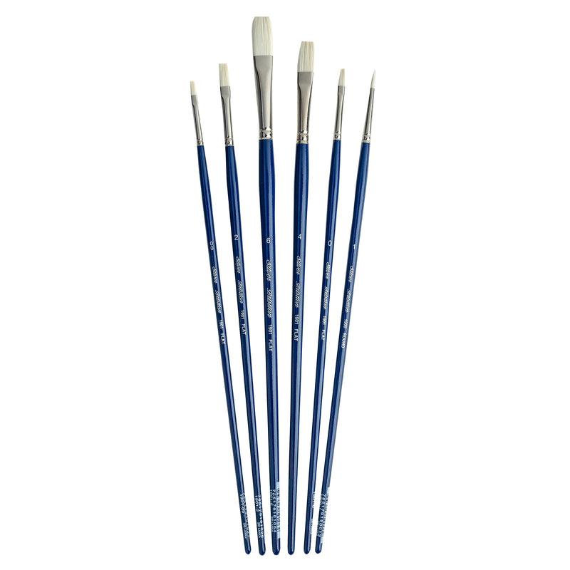 Bristlon Flat Brush Set, 6 Brushes