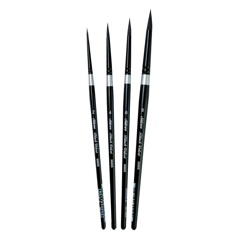 Black Velvet Medium Round Brushes, Set of 4