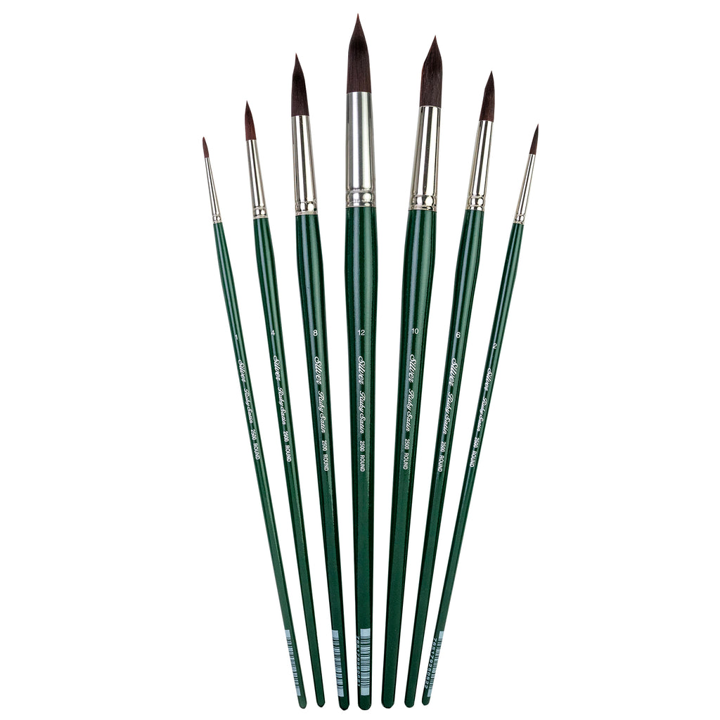 Ruby Satin Long Rounds, 7 Brushes