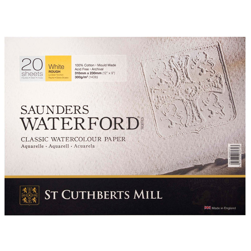 Saunders Waterford Watercolor Block, Rough, White, 140lb/300gsm, 20 Sheet, 12x9 inch, 1 Count