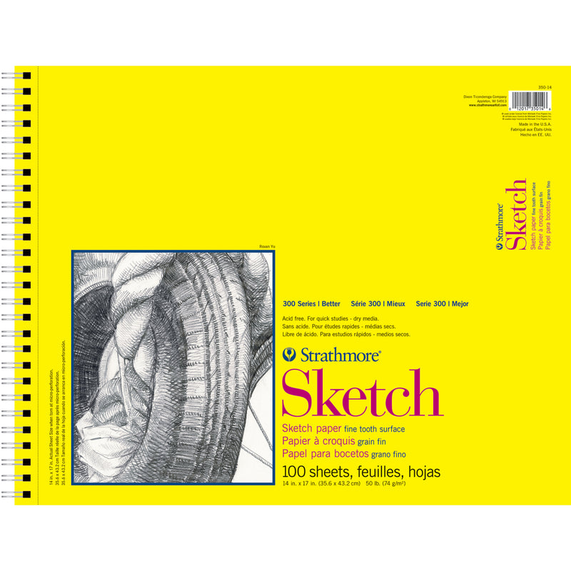 300 Series Sketch Pad, Side Wire Binding, 100 Sheets, 14x17 inch