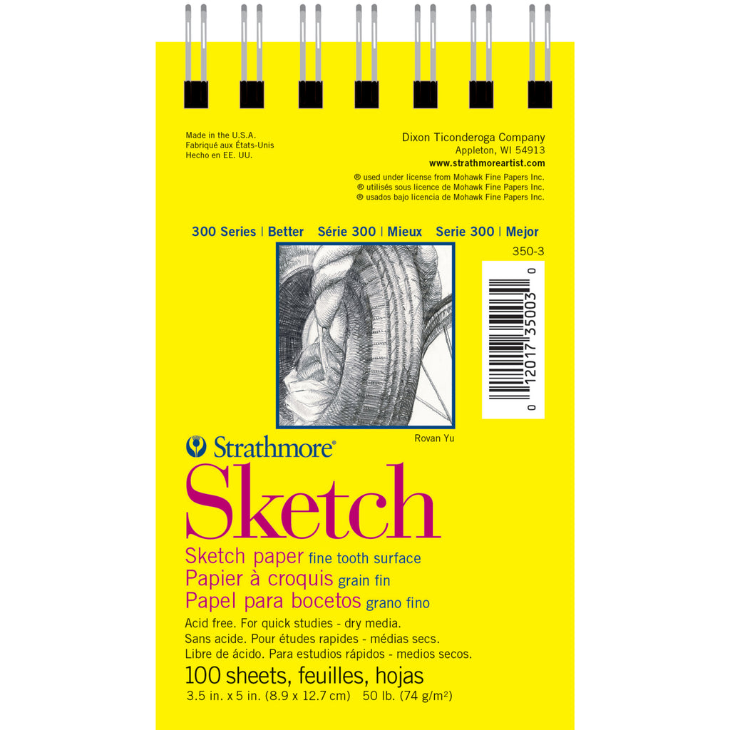 300 Series Sketch Pad 3.5x5in Wire Binding Strathmore 100 Sheets