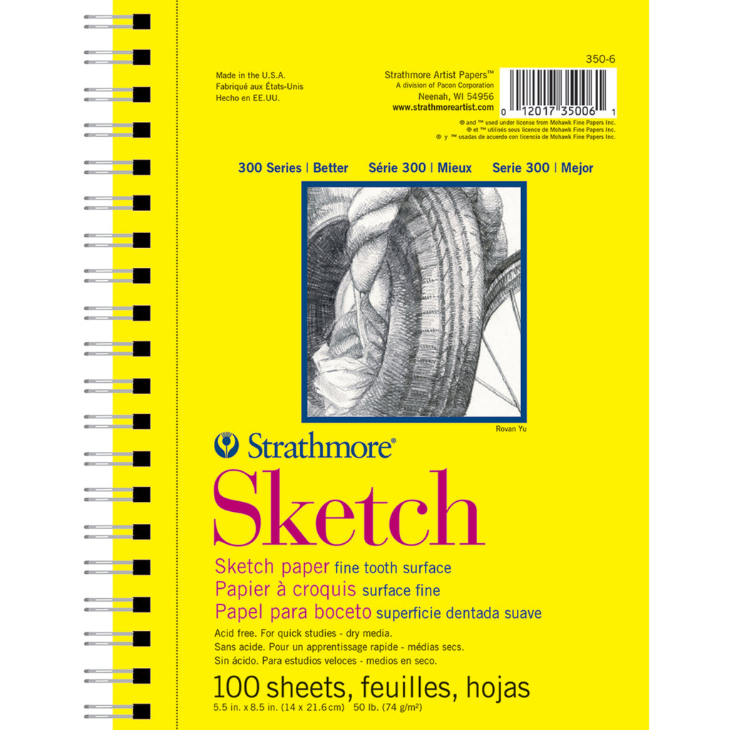 300 Series Sketch Pad 5.5x8.5 Wire Binding Strathmore 100 Sheets