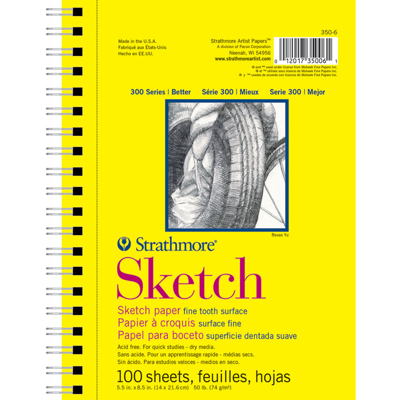 300 Series Sketch Pad 5.5x8.5 Wire Binding Strathmore 100 Sheets